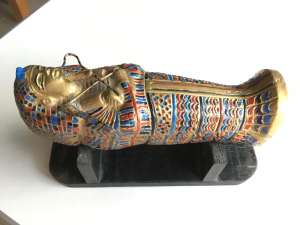 Egyptian King Tut / Tutankhamun Sarcophagus & Mummy and Stand