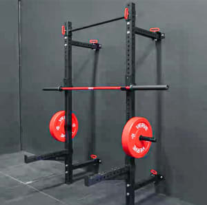 Wall mounted folding rack squat rack foldable rig power rack J hooks