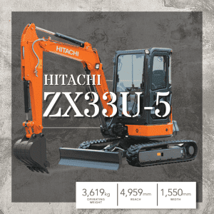 HITACHI ZAXIS ZX33U-5 3.3 TONNE EXCAVATOR