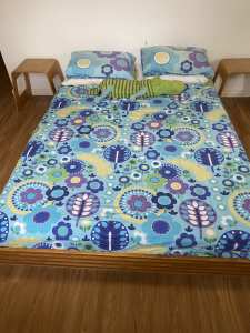 Solid wood queen floor bed - FREE
