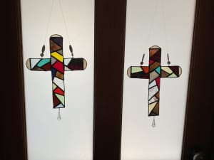 Stained glass colourful CROSS