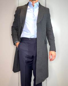 REISS Charcoal Wool Coat Overcoat Jacket Long