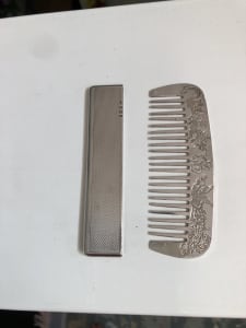 Sterling silver 1930s comb case Asian silver comb