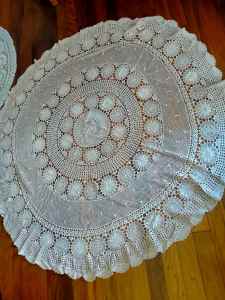 Vintage Crochet lace round tablecloths