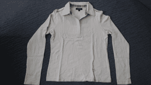 Burberry London Long Sleeves Polo Shirt, Cream