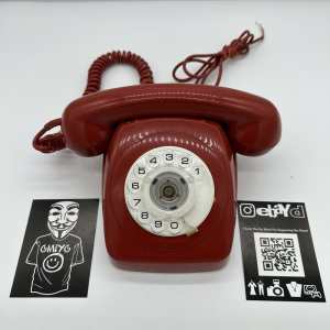 Vintage Red Telecom Rotary Dial Telephone STC Series Automatic
