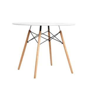 Artiss Dining Table Round 4 Seater Replica Tables Cafe Timber White 9