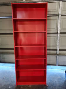 Red Ikea Billy bookcase 