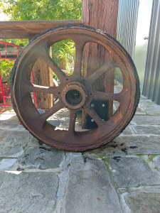 Old rustic tractor wheel