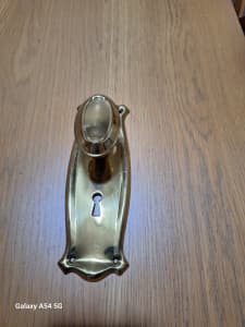 Polished Brass Delf Door Knob On Backplate With Mortice Keyhole
