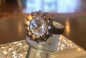 Swarovski crystal beaded ring - hand made