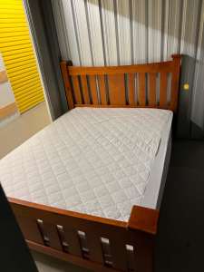 Solid wood queen bed with mattress delivery available