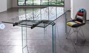 Nick Scali Jupiter glass dining table