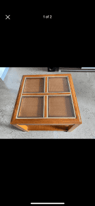 Timber coffee table with glass