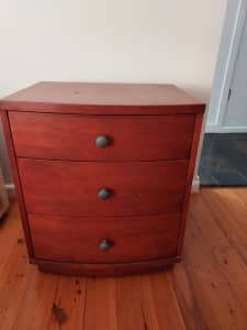 Timber bedside or lounge table with 3 roller draws