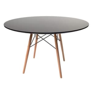 NEW- Round Wood Dining Table | Black & Natural | 120cm