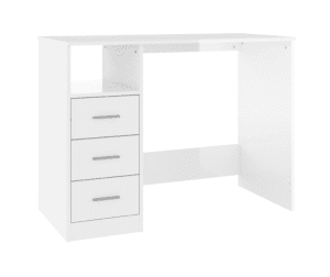 vidaXL Desk with Drawers High Gloss White (SKU:823034) Free Delivery