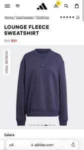 NEW Adidas Men’s Medium Navy Fleece Sweatshirt