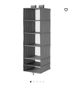 Clothes hanging Storage with 6 compartments, black, 35x45x125 cm