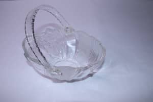 Vintage Crystal Glass Basket 14 x 21cm