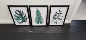 Set of 3 Emerald Green Leaf Pictures