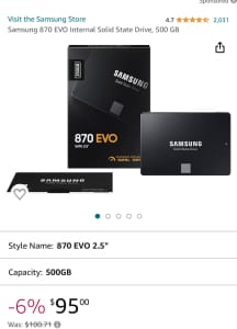 Brand New Samsung Evo 870 SSD 500GB