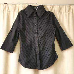 Inti Fashion black striped Blouse with flower buttons size XS