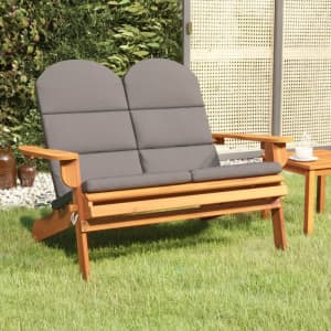 Adirondack Garden Bench with Cushions 126 cm Solid Wood Acacia...