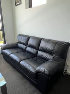 Zen Leather Collection - 3 seater and 2 seater black sofa