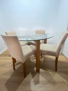 Glass Top Round Dining Table with Chairs