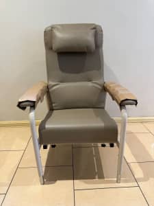 Adjustable Comfort Chair with easy transport wheel- Latte Vinyl