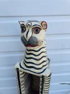 Quirky cat or leopard ? Cd rack, wooden, 110cm tall,