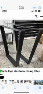 Dining Table Legs - Steel Black Powder Coated
