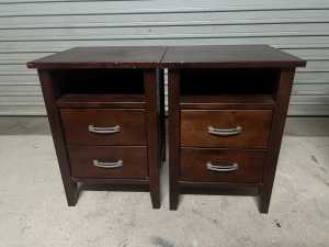 2 x WOODEN BEDSIDE TABLES