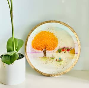 handmade art on tray painting gift decorations 