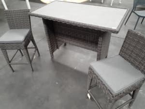 New Contempo Wicker Bar Table Ceramic Top 2 x Chairs $1,499 RRP