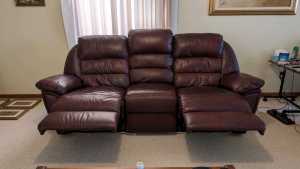 Genuine leather 3 seater reclining couch