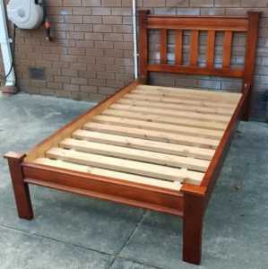 timber king single bed with mattress