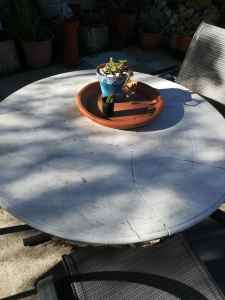 LARGE ROUND MARBLE TOP GARDEN TABLE