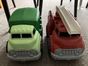 Green toys fire truck and garbage truck set