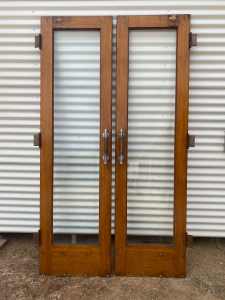 QUALITY PAIR of UNIQUE LARGE SOLID TIMBER EX BANK DOORS