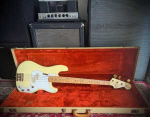 1981 Fender Precision Special Bass in Olympic white finish with case