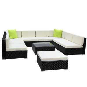 Gardeon 10-Piece Outdoor Sofa Set Wicker Couch Lounge Setting 9 Seate