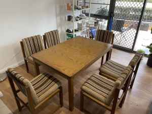 extendable dining table and matching chairs
