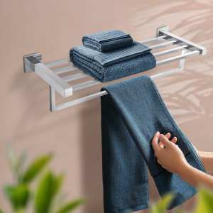 Chrome Square Bath Towel Rack Stainless steel Towel Holder