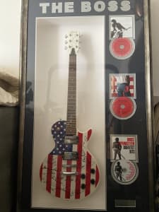 Bruce Springsteen and E band signed Gibson guitar
