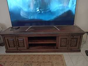 Solid Wood Carved TV Unit