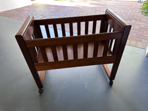 Baby Cot - timber with casters