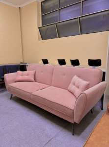 NO DAMAGE!! ALREADY ASSEMBLED PINK ELAINE 3 SEATER SOFA BED!!