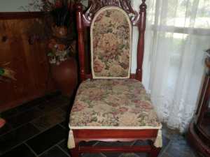 TWO ANTIQUE TAPESTRY TIMBER CHAIRS